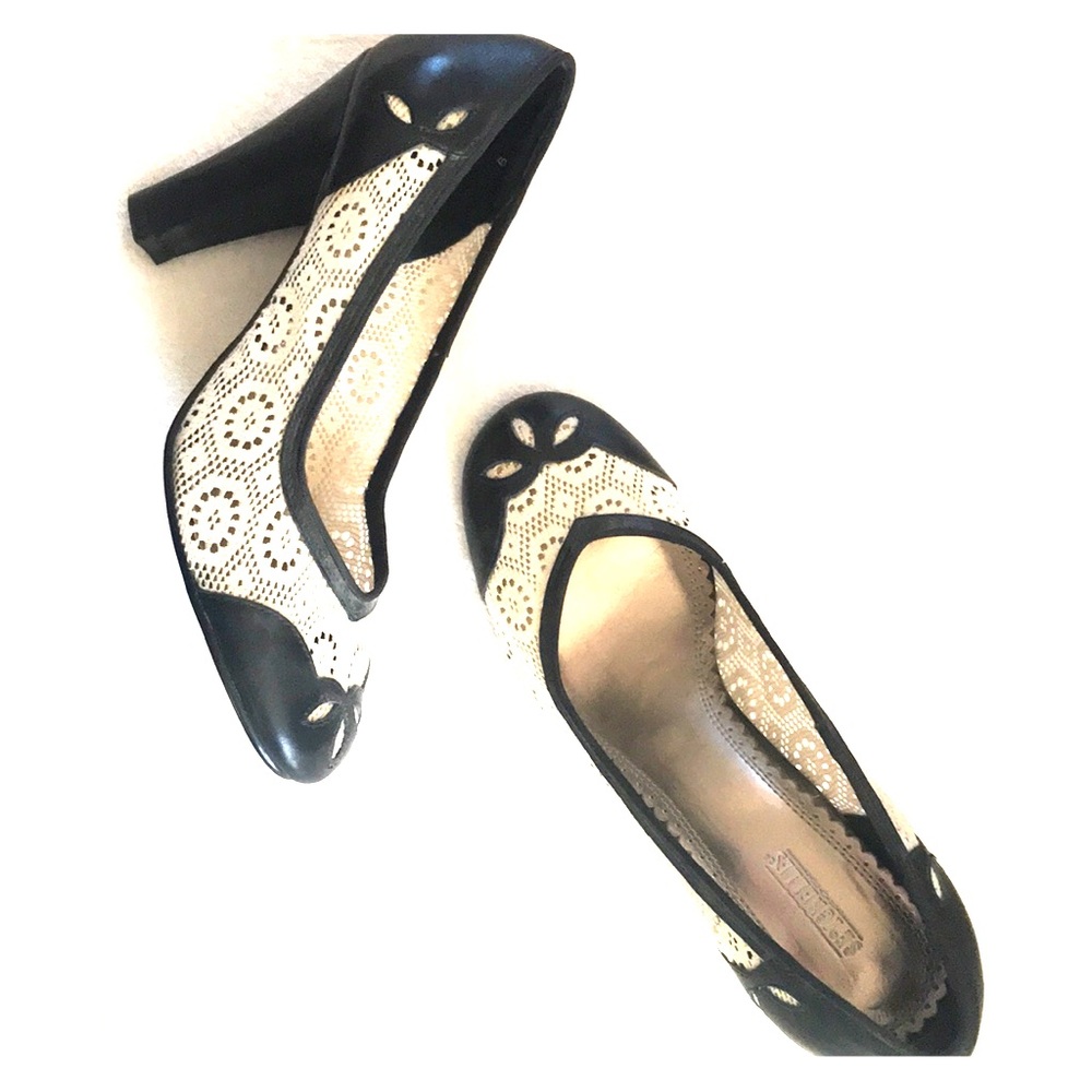 Dark blue and White, Lace. Heels